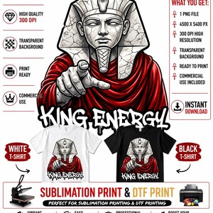Egyptian Pharaoh King Energy PNG, Marble Statue Streetwear Graphic (Digital Download)