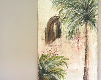 Panneau peint palmier
