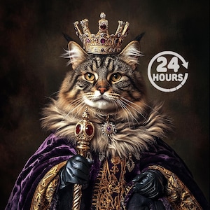 Custom Royal Pet Portrait funny Dog Cat Renaissance Oil Painting Style Personalized Pet Canvas Art Gift for Pet Lovers Pet Memorial Present