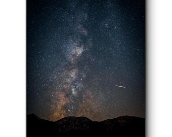 Milky Way Galaxy Wall Art Starry Night Sky Over Mountains, Celestial Photography