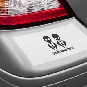 Cryptid Enforcement Stickers Cryptids Aliens Gray Alien Funny Stickers Bigfoot Mothman