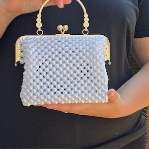 Vintage Style Pearl Beaded Bag - Bridal Clutch