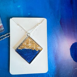 Ocean Resin Necklace: Handmade Blue Wave Pendant, Beach Jewelry
