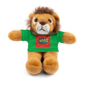 Roaring Lion Plush Toy with Custom Shirt | Jungle Themed Baby Gift | Toddler Soft Toy for Boys and Girls | Nursery Animal Plush