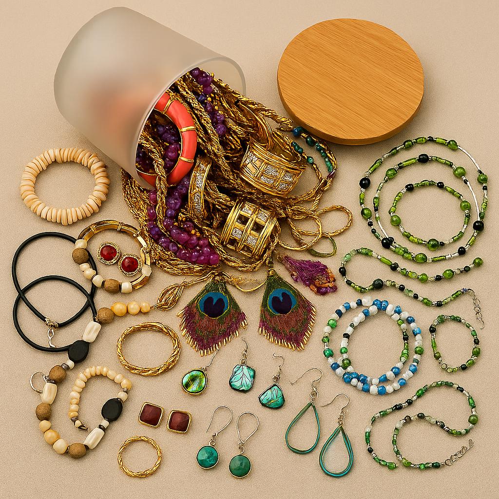 Lot Vintage De Bijoux Fantaisie - À Porter, Détourner Ou Restaurer - Occasion