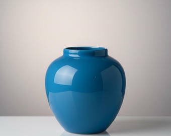 Vintage Blue Ceramic Vase – Mid-Century Minimalist Scandinavian Decor