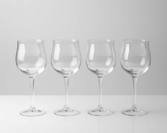 Set di 4 bicchieri da vino trasparenti con impronta digitale - Calici a tulipano - Calici in vetro ottico - Accessori da bar