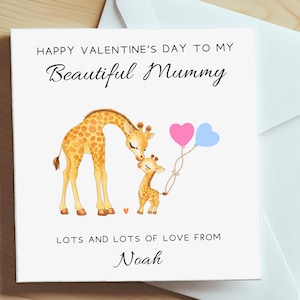 Valentine Card for Mummy with Mother and Child Giraffe, Valentines Card for Mum From Child Son Daughter, Valentine Card for Wife, For Mummy