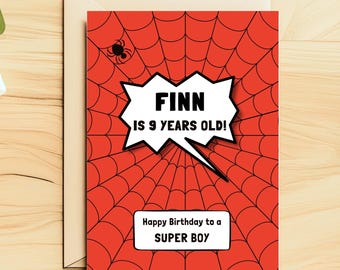 Birthday Card Spiderman Inspired Kids Birthday Card, Superhero Birthday Card for Boys Girls, Fun Comic Style Children’s Birthday Card