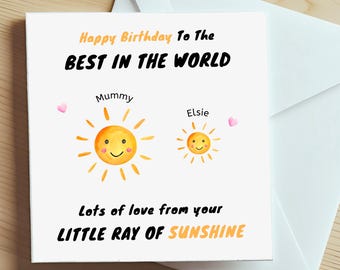 Birthday Card for Mummy Mum Ray of Sunshine Mummy Birthday Card, Card for Mummy from her Daughter Son Children, 1st Birthday As a Mummy Card