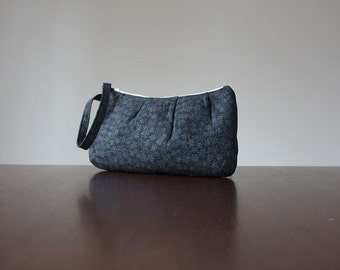Black and Gray Micro-flower Wristlet, Ready to Ship