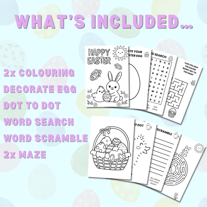 Printable Easter Activity Pack, Kids Coloring Pages, Word Search, Mazes ...