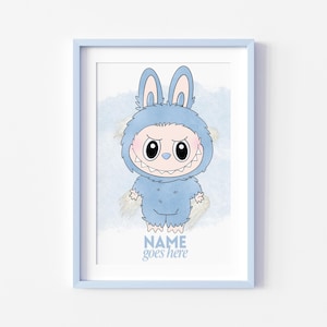 Personalised Labubu Wall Art | Editable Name Print | Kids Bedroom Decor | Instant Download