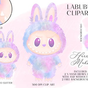 Hand Drawn Labubu Clipart: PNG Files for Crafts (Digital Download