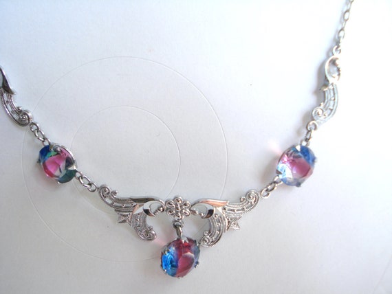 REDUCED PRICE - Deco Necklace Iris or Rainbow Gla… - image 1