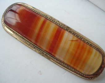 Brooch Carnelian and Rolled  Gold or GF 20's 30's