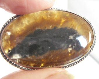 Vintage Moss Agate Brooch 1940's