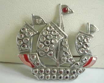 Charles Horner Staybrite Brooch Galleon 40's