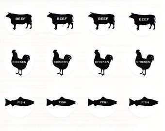 Meal Choice Stickers 1 | Wedding Menu or Party Meal Stickers | Sheet of 20 | 1.5 inch Seals