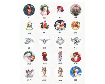 Christmas Stickers #2 Vintage Style - Choose from 20 - Set of Eight or All Twenty 1.5 inch Seals