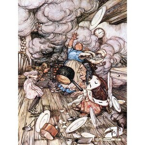 Alice in Wonderland Print - The Duchess and The Cook Fight - Arthur Rackham
