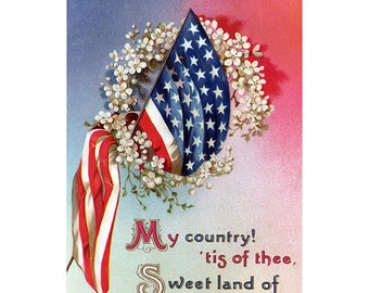 Fourth of July Greeting Card Patriotic Flag - July 4th Notecard