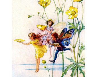 Flower Fairy Card - Fairies Use Buttercups - Art Outside and In - Repro Tarrant