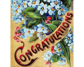 Congratulations Card - Graduation Notecard - Bouquet of Flowers