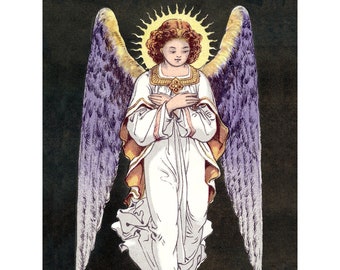 Christmas Card - Angel Looks Down - Unique Holiday Notecard