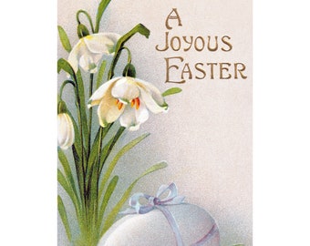 Easter Greeting Card - Easter Egg and Snowdrops Galanthus Flowers Notecard