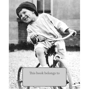 Little Girl Bookplates - Acid-Free or Self-Stick - Grinning Kid on Tricycle - Personalized Gift