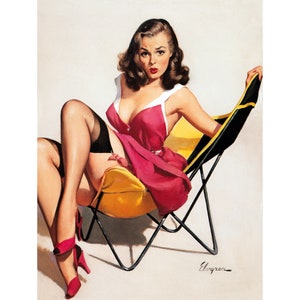 Sexy Refrigerator Magnet - Pinup Girl Pouts in a Beach Chair - Risque Fridge Magnet