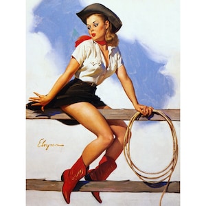 Sexy Refrigerator Magnet - Cowgirl Pinup Girl