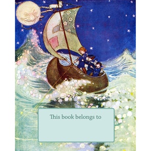 Children&#39;s Bookplates - Winken Blinken and Nod - Acid-Free or Self-Stick - Personalized Gift