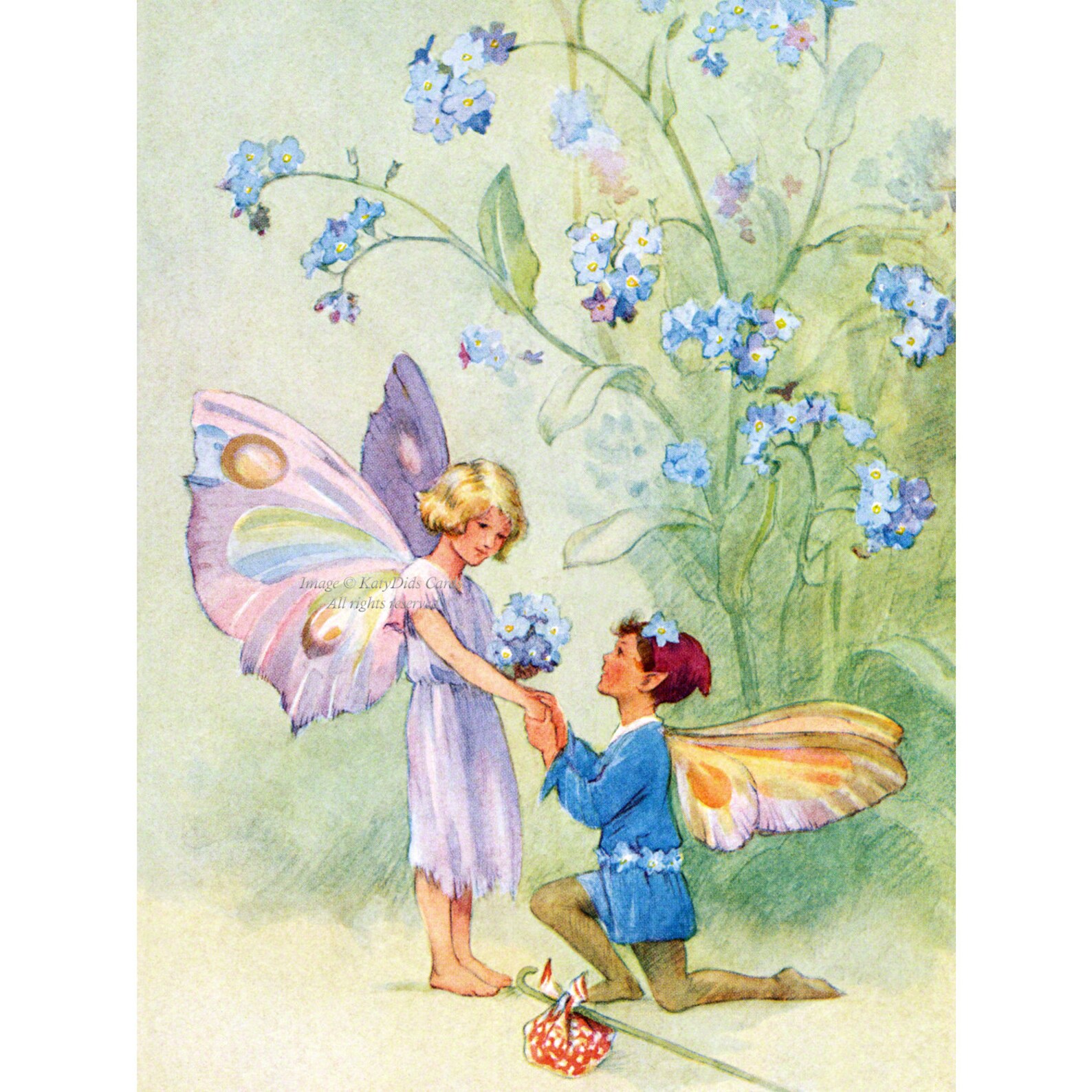 Faerie Greeting Card Me Not Flower Fairies Art Etsy