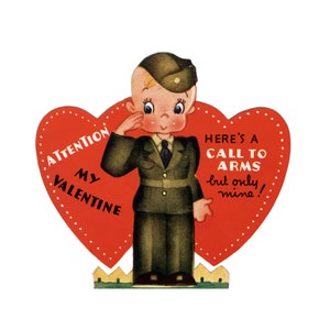 Valentines Day Card - Soldier Valentine Notecard - Army Navy Air Force Marines Armed Services
