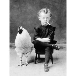 Chicken Boy Smokes a Cigarette Print Rooster Poses Matte Finish