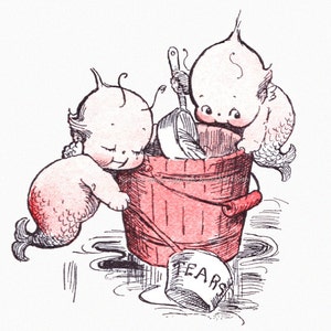 Kewpie Greeting Card - Mermaid Fairies MerKewps - Fairy Tale Art - Repro Rose O&#39;Neill