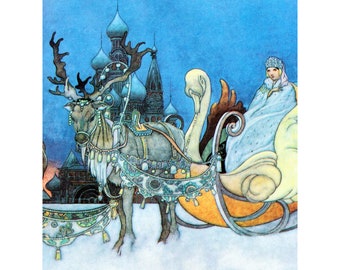 Christmas Magnet - Russian Princess Snow Queen Reindeer Sleigh - Charles Robinson