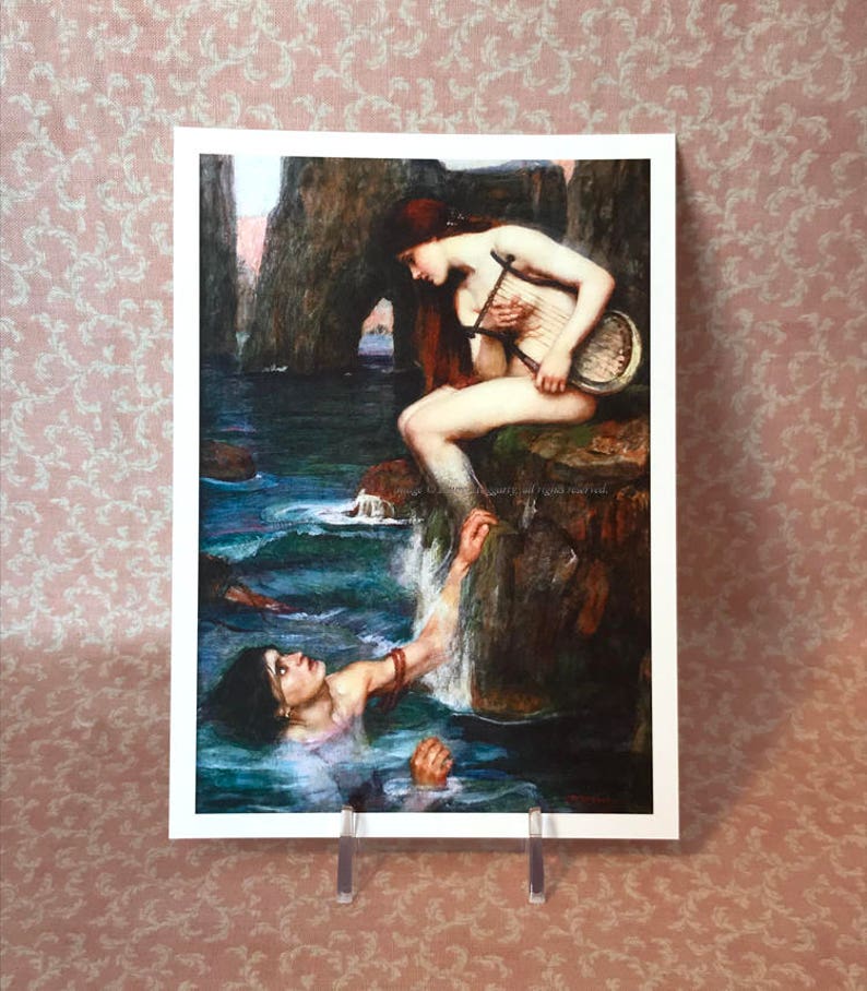 Repro JW Waterhouse The Siren Lures Men with her Songs Mermaid Print