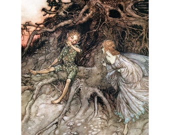 Fairy Print - Puck from Midsummer Night's Dream - The Merry Wanderer - Repro Arthur Rackham