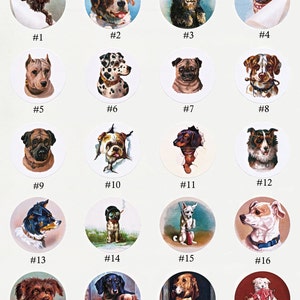 Dog Stickers - Envelope Seals - Set of Eight or All Twenty 1.5 inch Seals - Victorian Dogs
