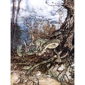 Dragon Card - Fairy Tale Notecard - Repro Arthur Rackham