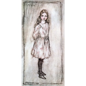 Alice in Wonderland Card - Portrait of Alice - Arthur Rackham