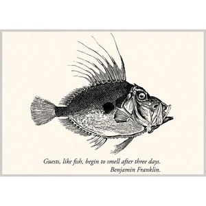 Fish Fridge Magnet - House Guest Ben Franklin Quote - Hostess Thank You Gift
