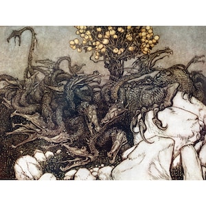Dragon Card - Fairy Tale Notecard - Repro Arthur Rackham