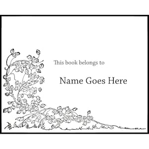 Rose Border Bookplates - Acid-Free or Self-Stick - Black and White - Personalized Gift