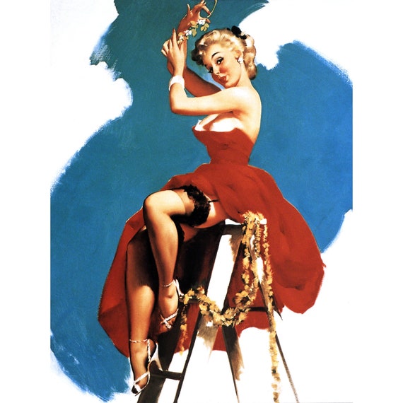 Vintage Pinup Holiday Double Sided Gift Wrap