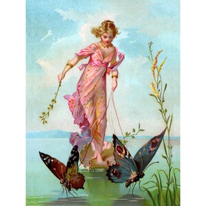 Butterfly Fairy Card - Victorian Faerie Greeting Card - Repro Vintage Style Notecard