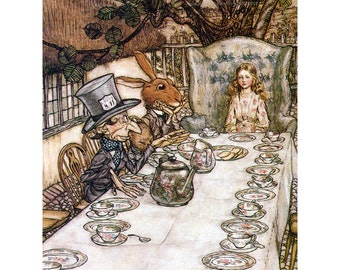 Alice in Wonderland Card - Tea Party Mad Hatter - Arthur Rackham